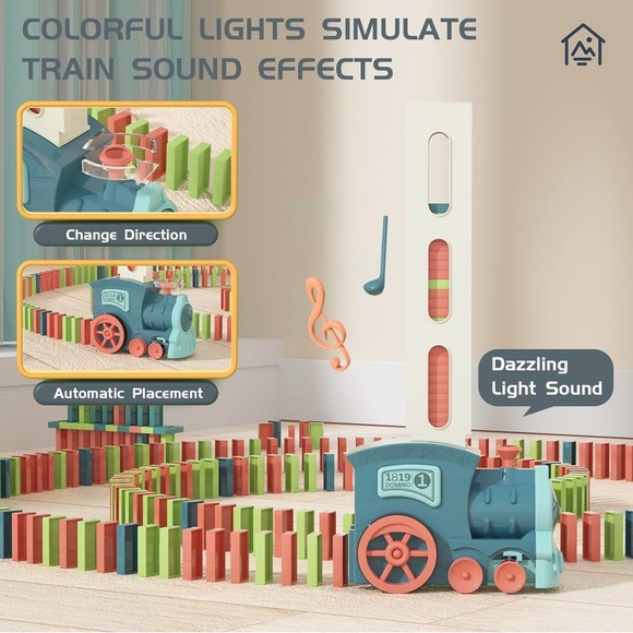 Domino Train Toy 180PCS Automatic Stacking Creative Kids Game STEM Gift Boy Girl - Picture 4 of 13